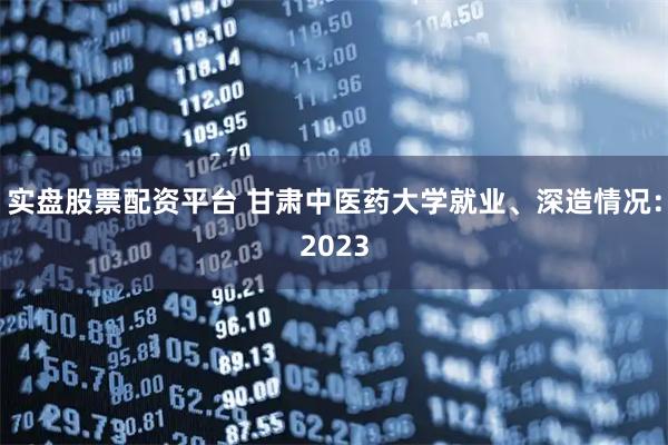 实盘股票配资平台 甘肃中医药大学就业、深造情况：2023